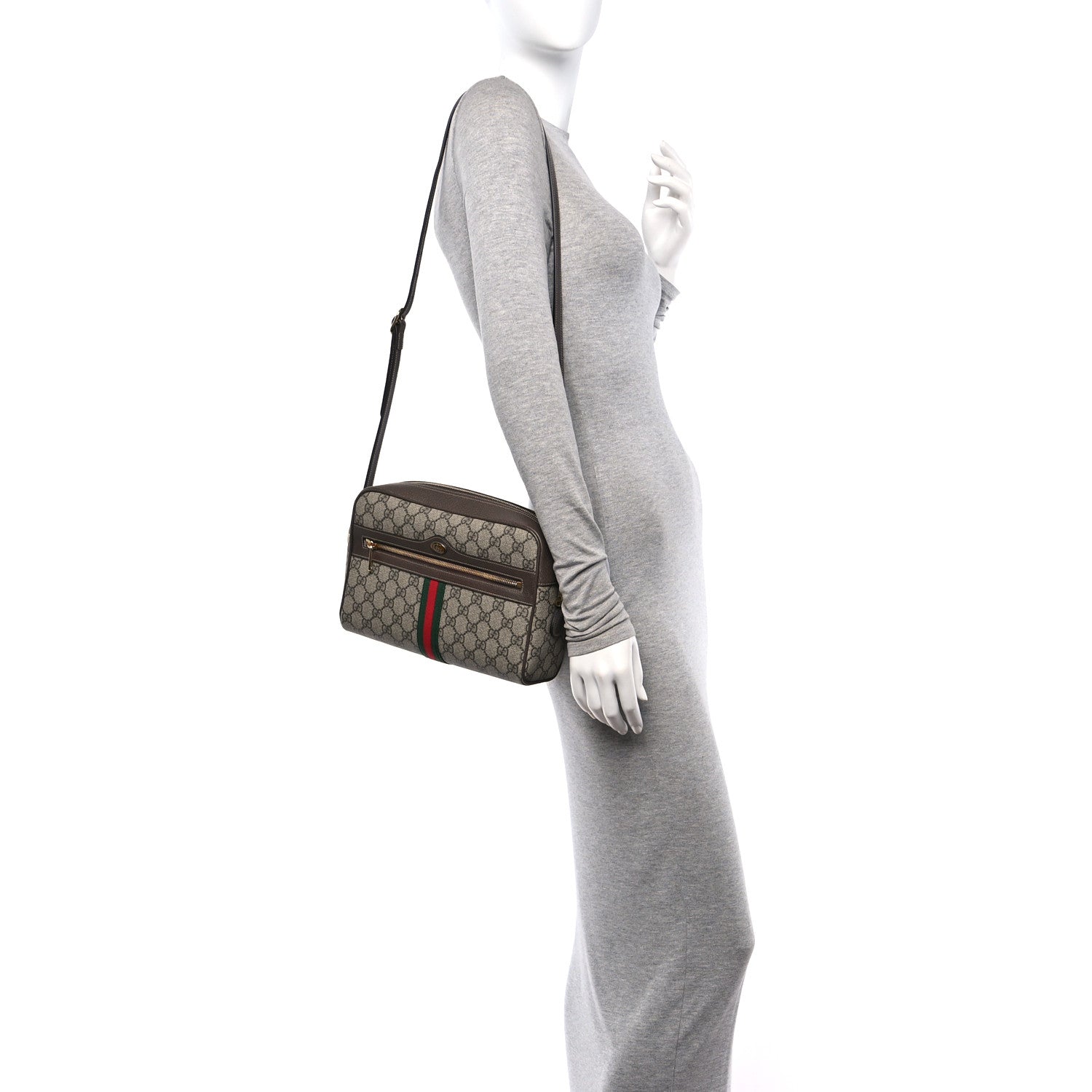 Gucci GG Supreme Monogram Web Small Ophidia Shoulder Bag Brown 2 of 10