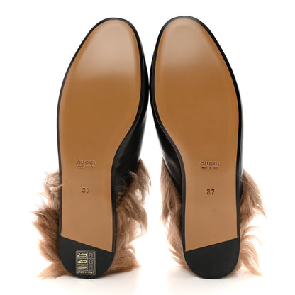 Gucci Calfskin Fur Womens Princetown Slippers 37 Black 5 of 8
