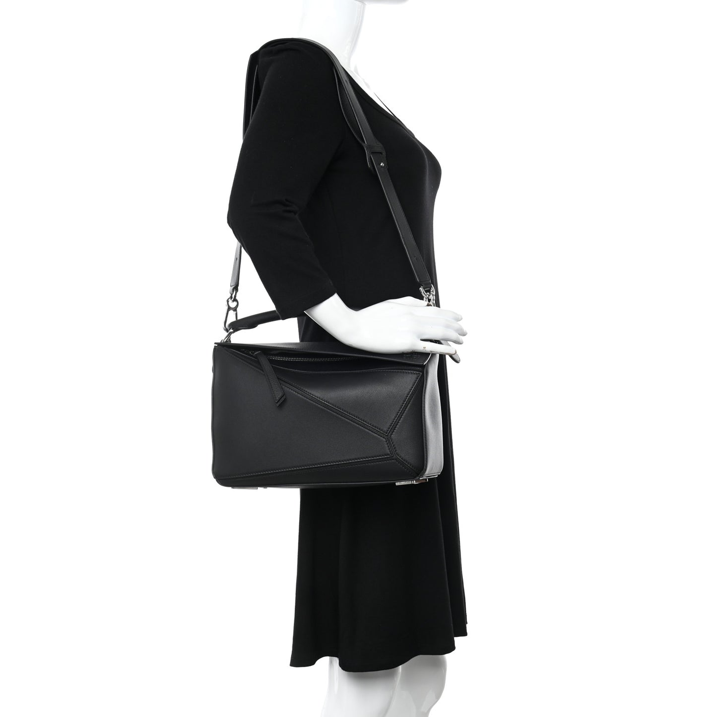 Calfskin Medium Puzzle Bag Black