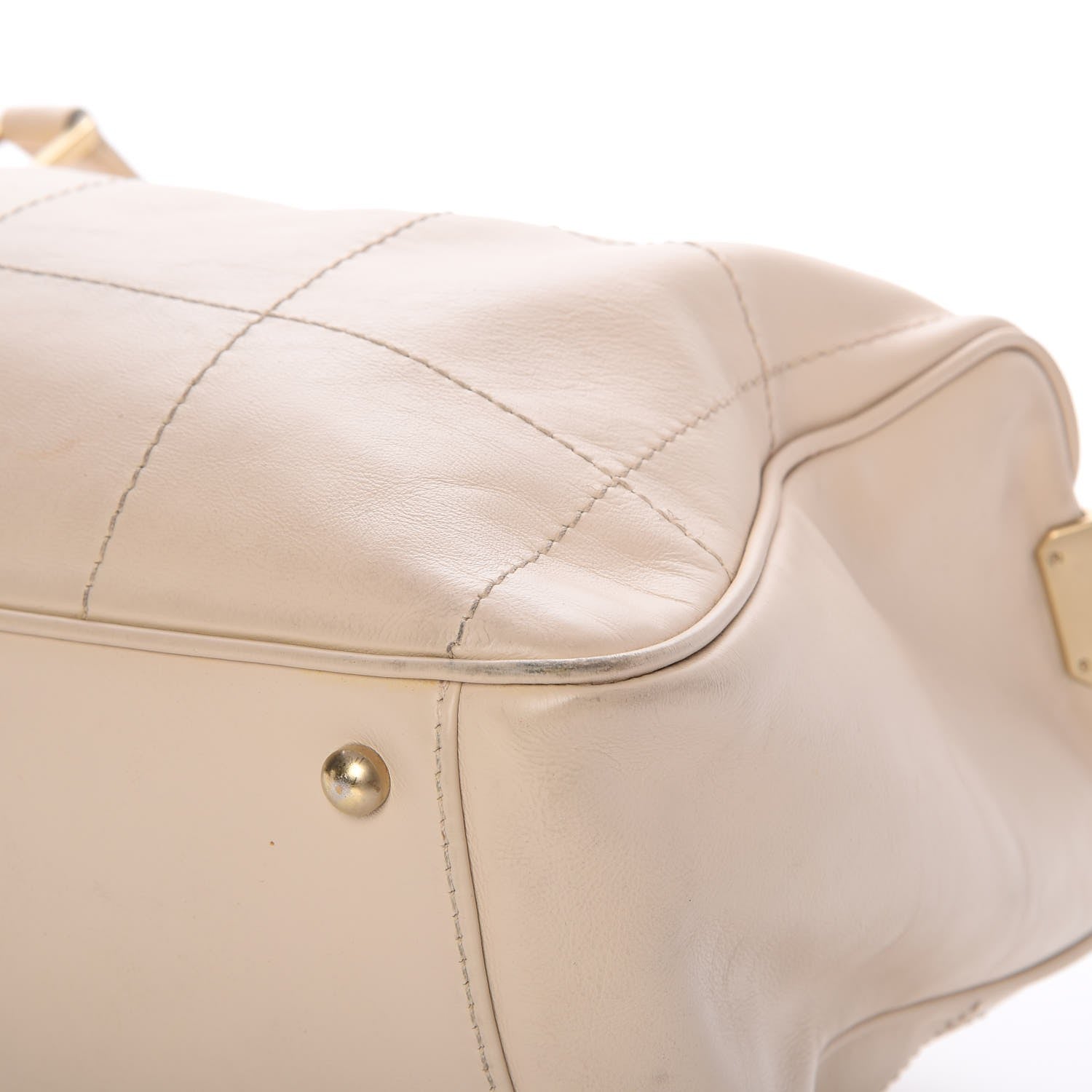 Chanel Caviar Square Stitched Bowler Tote Bag White 9 of 11