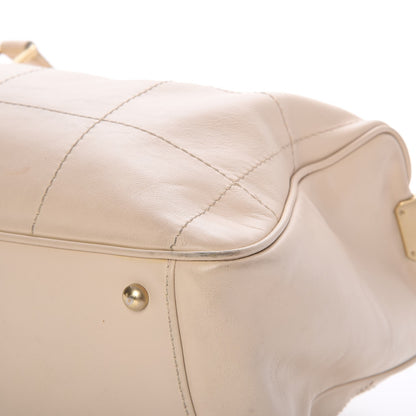 Chanel Caviar Square Stitched Bowler Tote Bag White 9 of 11