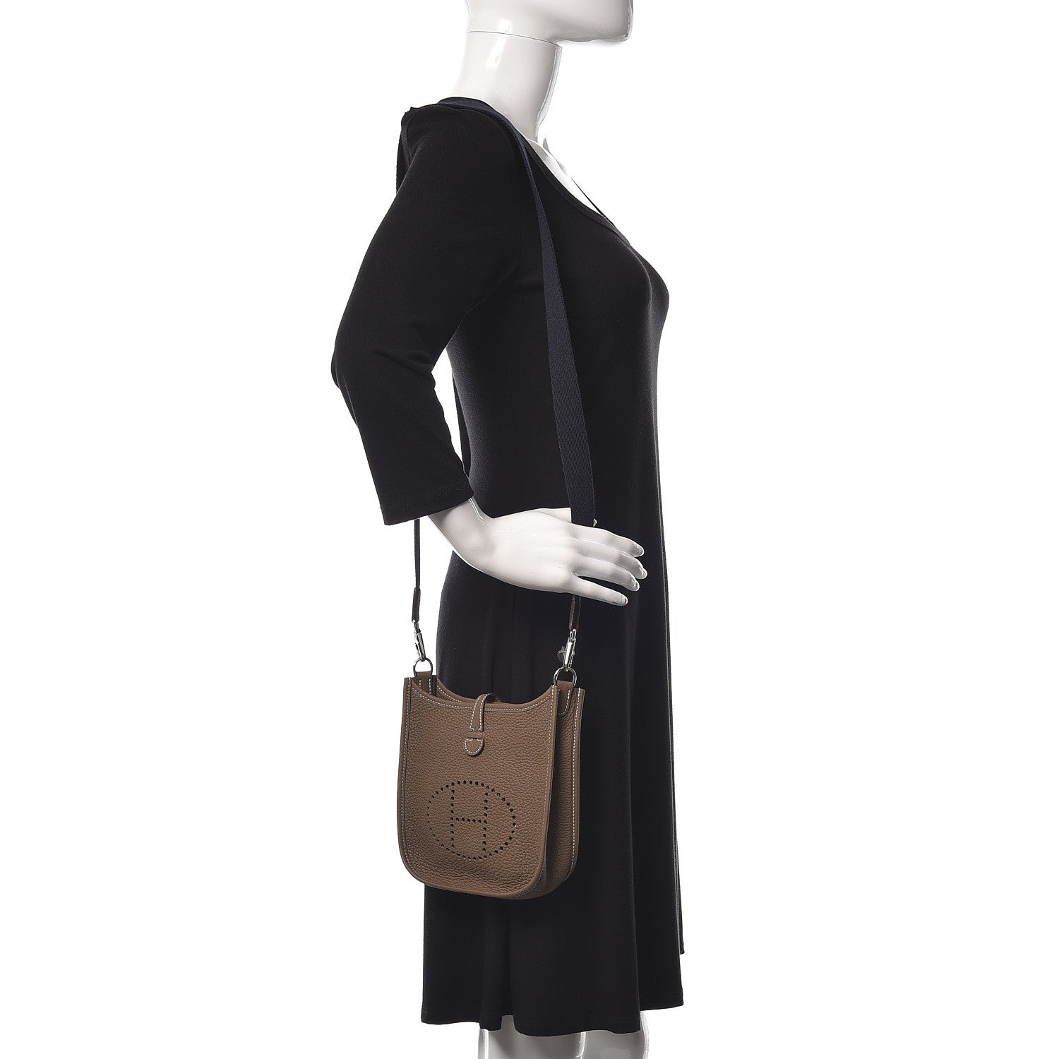 Hermes Taurillon Clemence Amazone Evelyne TPM Etoupe Bleu Indigo 2 of 11