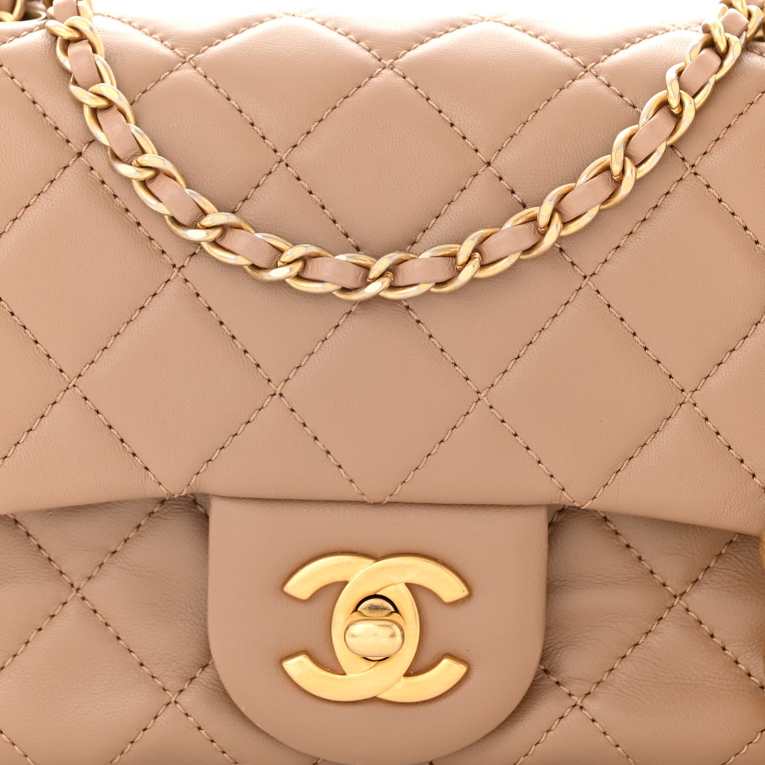 Chanel Lambskin Quilted Mini Pearl Crush Flap Dark Beige 8 of 11