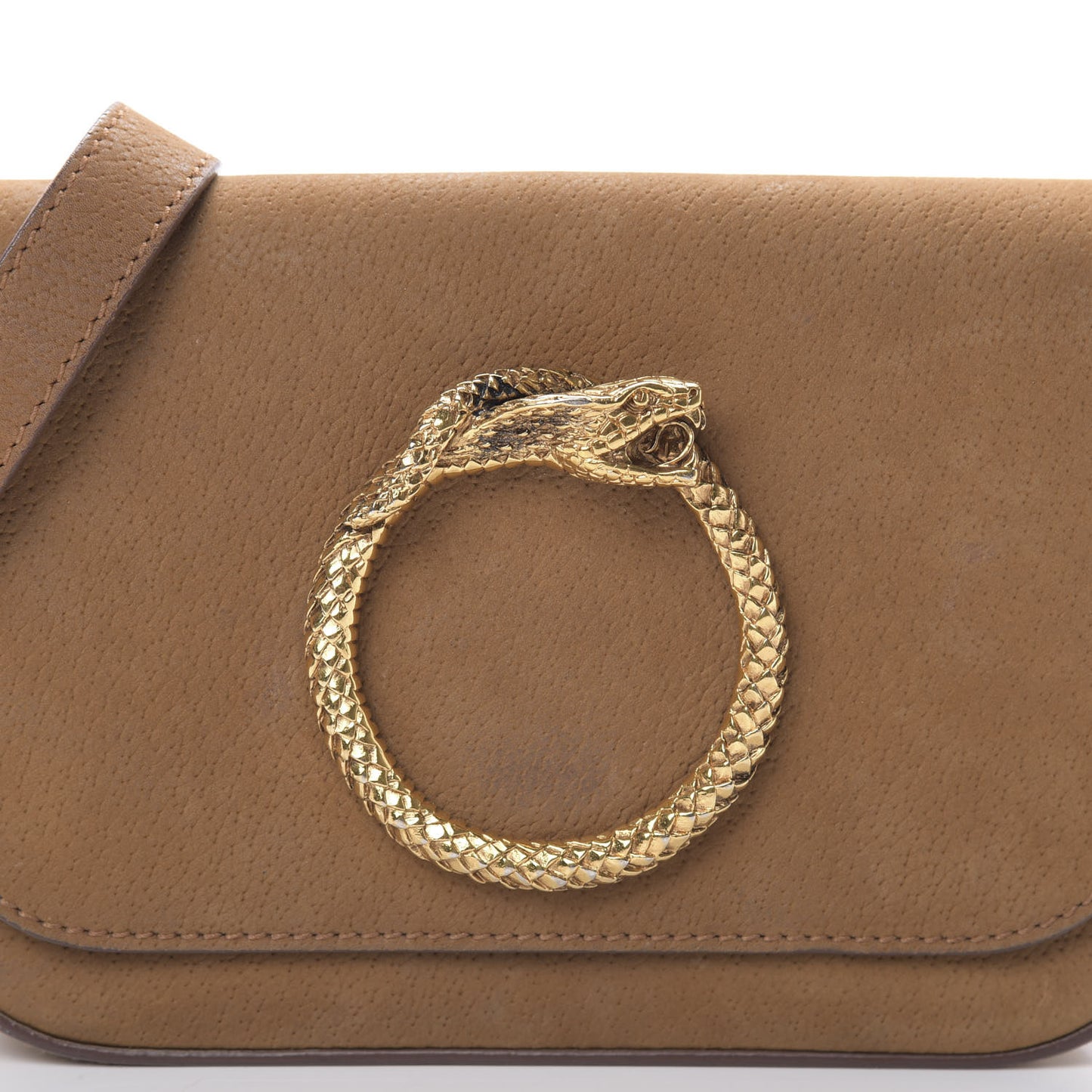 Suede Eddie Serpent Shoulder Bag Brown