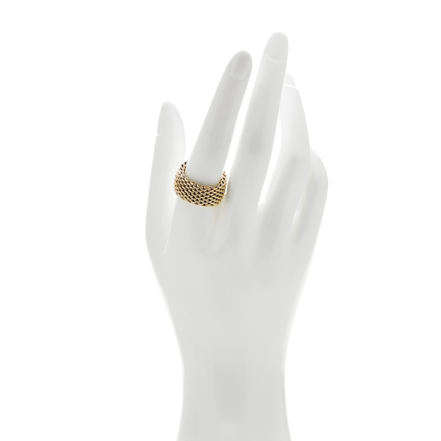 Tiffany 18K Yellow Gold Wide Somerset Mesh Ring 61 9.5 2 of 5
