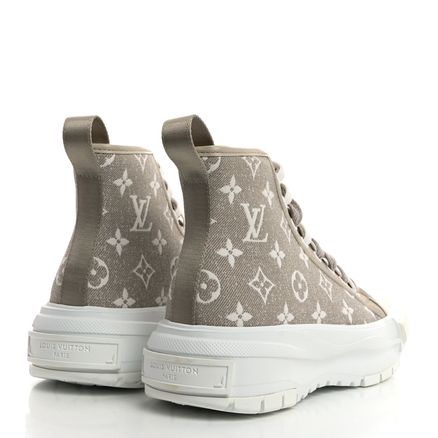Louis Vuitton Denim Monogram Squad Sneaker Boots 37.5 Beige 4 of 9