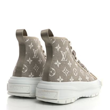 Louis Vuitton Denim Monogram Squad Sneaker Boots 37.5 Beige 4 of 9