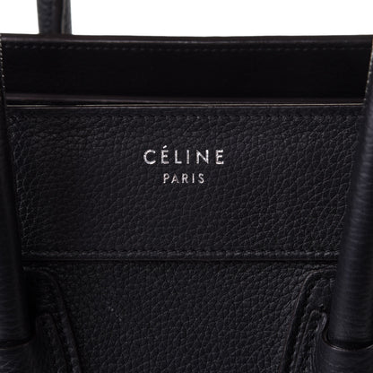 Celine Drummed Calfskin Micro Luggage Black 8 of 10