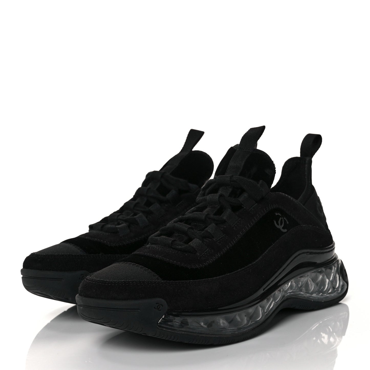 Suede Calfskin Velvet Grosgrain CC Sneakers 39 Black