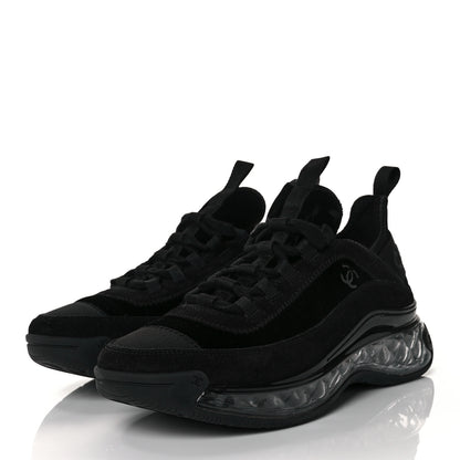 Chanel Suede Calfskin Velvet Grosgrain CC Sneakers 39 Black 3 of 9