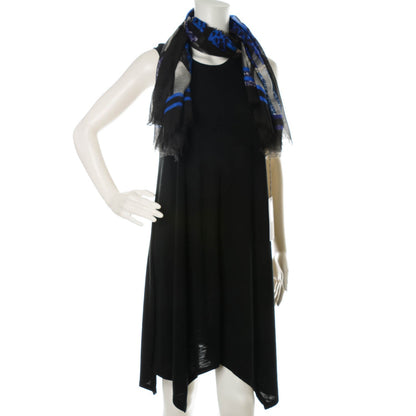 Alexander McQueen Modal Silk Perspex Patchwork Printed Scarf Blue Black 2 of 5