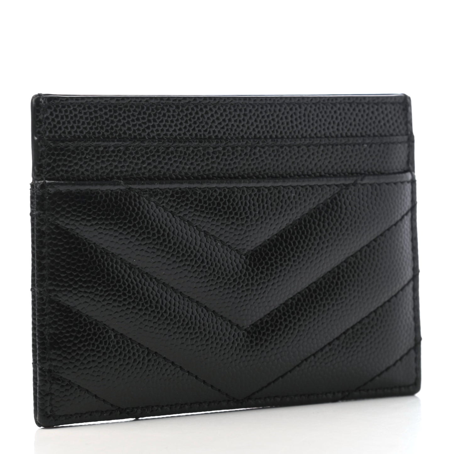 Grain De Poudre Matelasse Chevron Monogram Credit Card Case Black