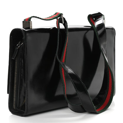 Gucci Patent Web Shoulder Bag Black 3 of 9