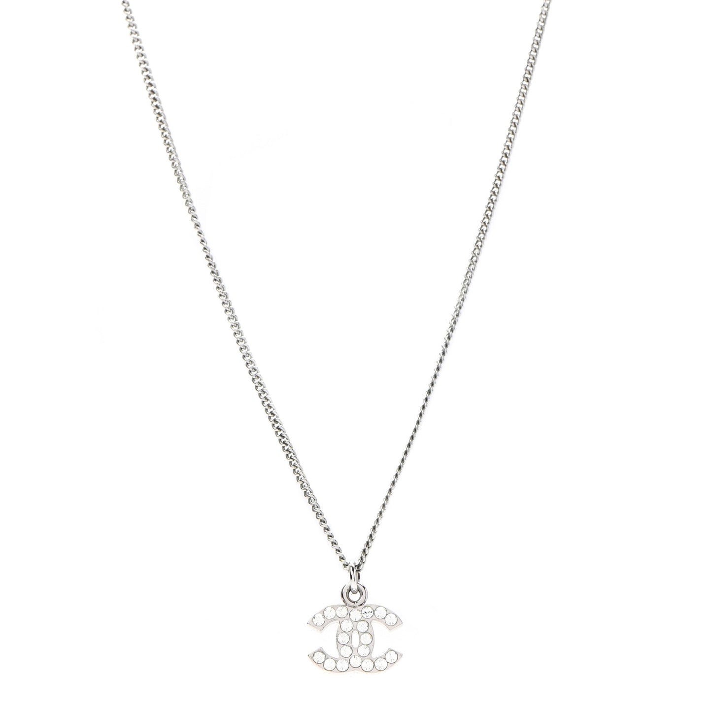 Crystal CC Pendant Necklace Silver