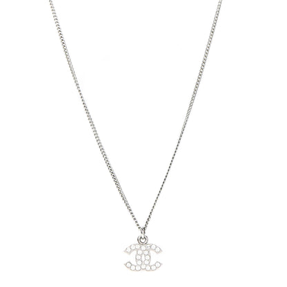 Chanel Crystal CC Pendant Necklace Silver 1 of 5