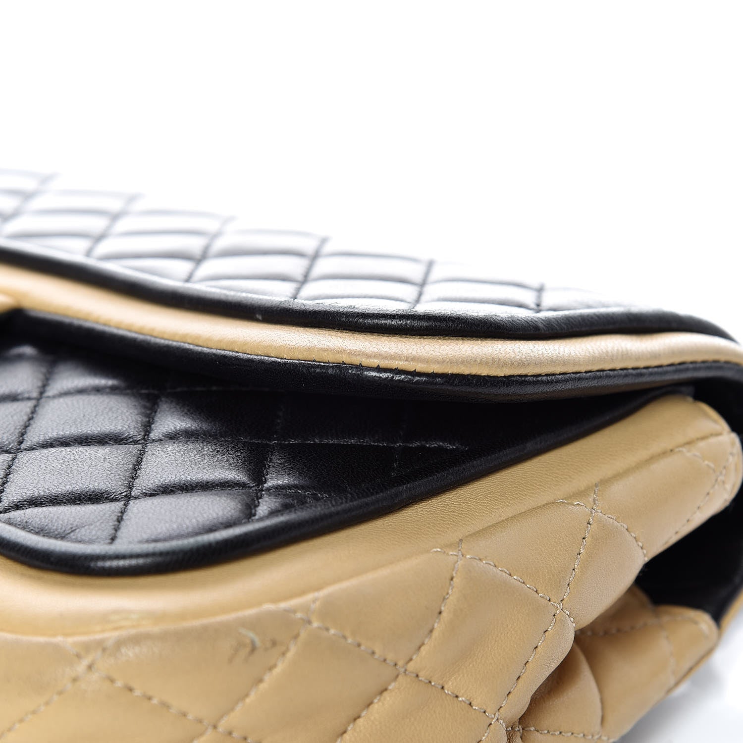 Chanel Lambskin Quilted Medium Twist Two Tone Flap Bag Black Beige 10 of 12