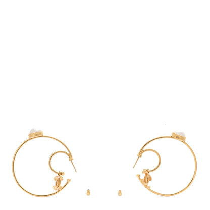 Chanel Pearl CC Tags Hoop Earrings Gold 3 of 5