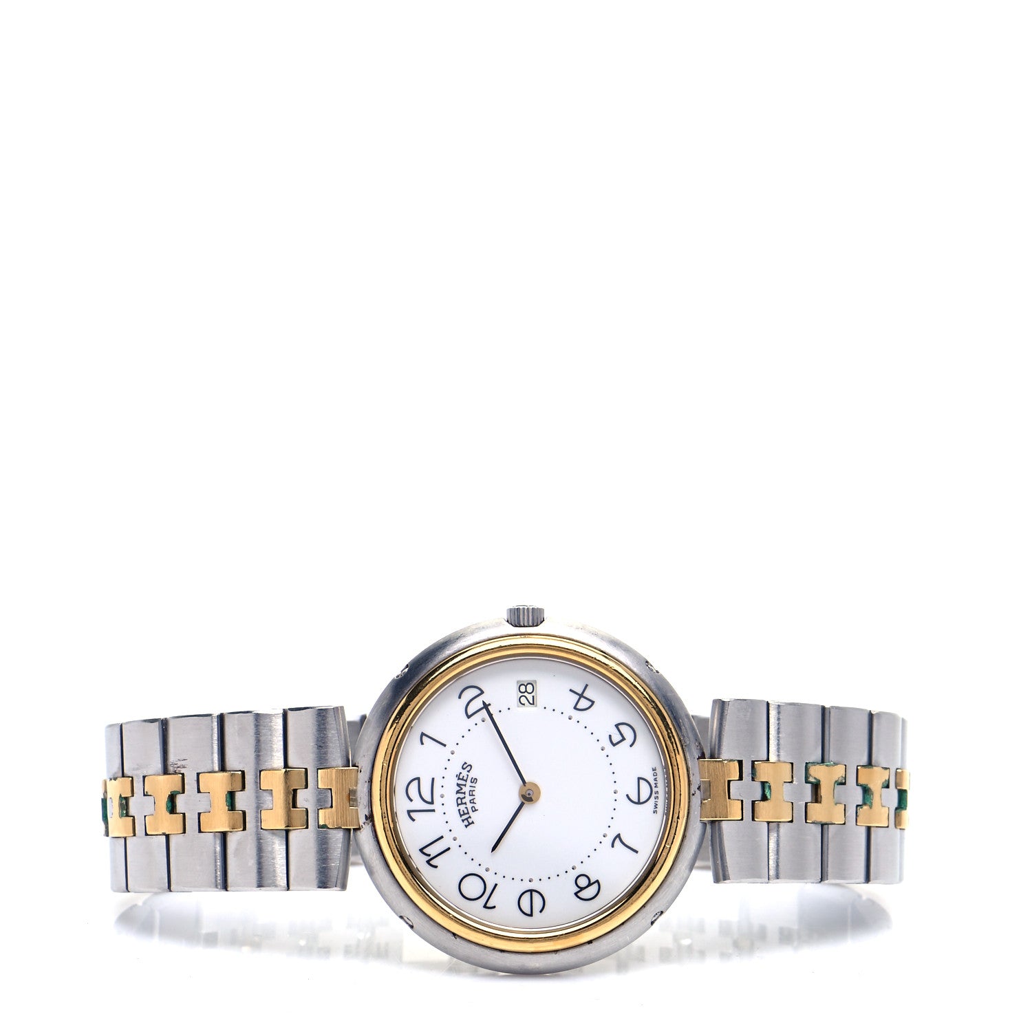Hermes Stainless Steel 33mm Clipper Quartz Watch White 2 of 6
