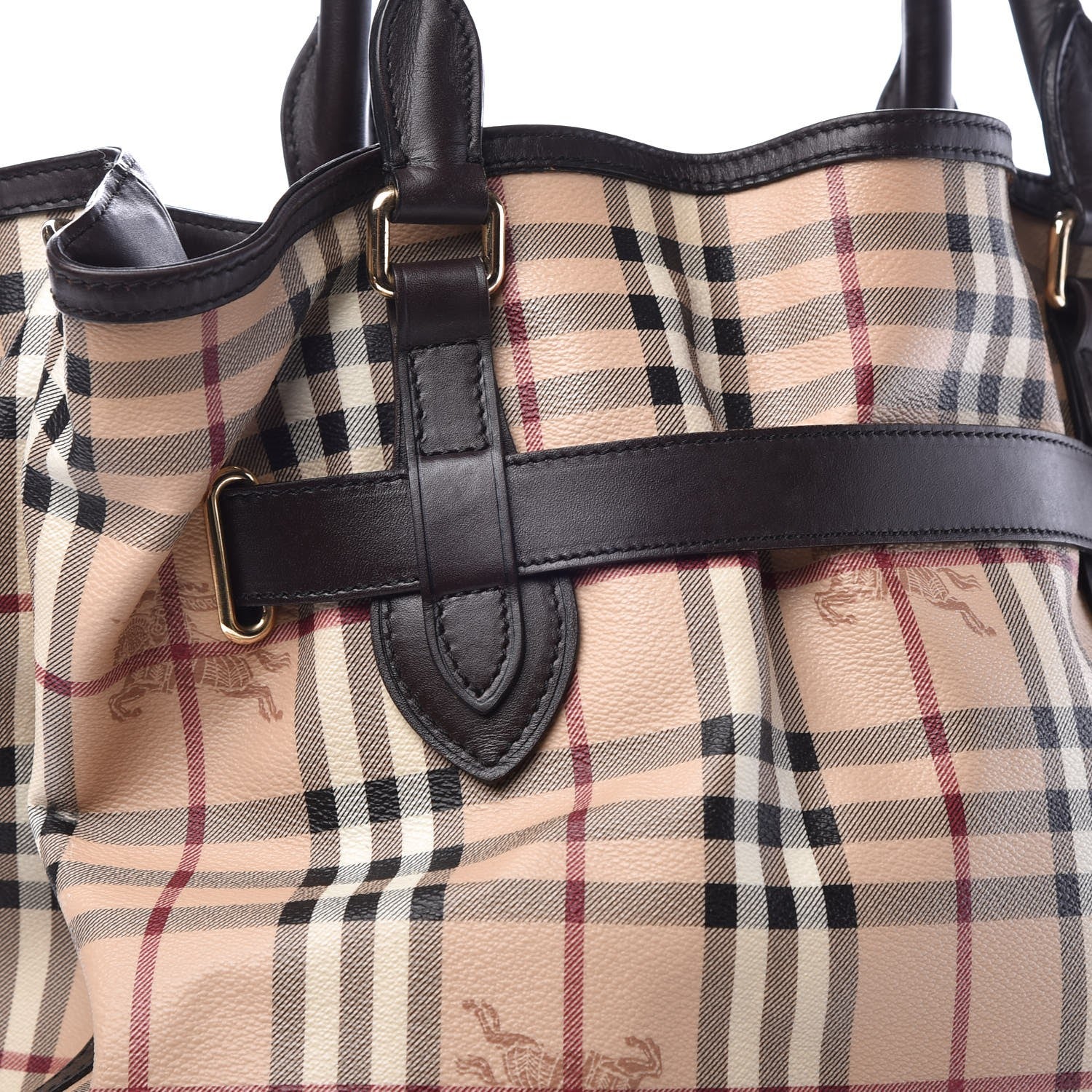 Burberry Haymarket Check Medium Golderton Tote Chocolate 9 of 9