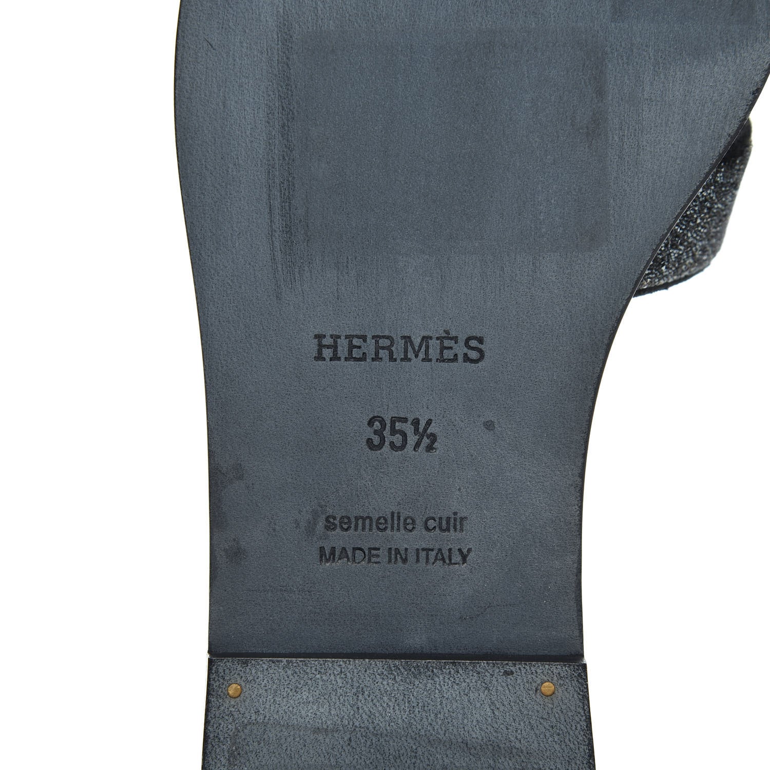 Hermes Suede Goatskin Crystal Oran Sandals 35.5 Bleu Gris 7 of 17