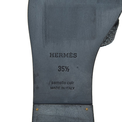 Hermes Suede Goatskin Crystal Oran Sandals 35.5 Bleu Gris 7 of 17