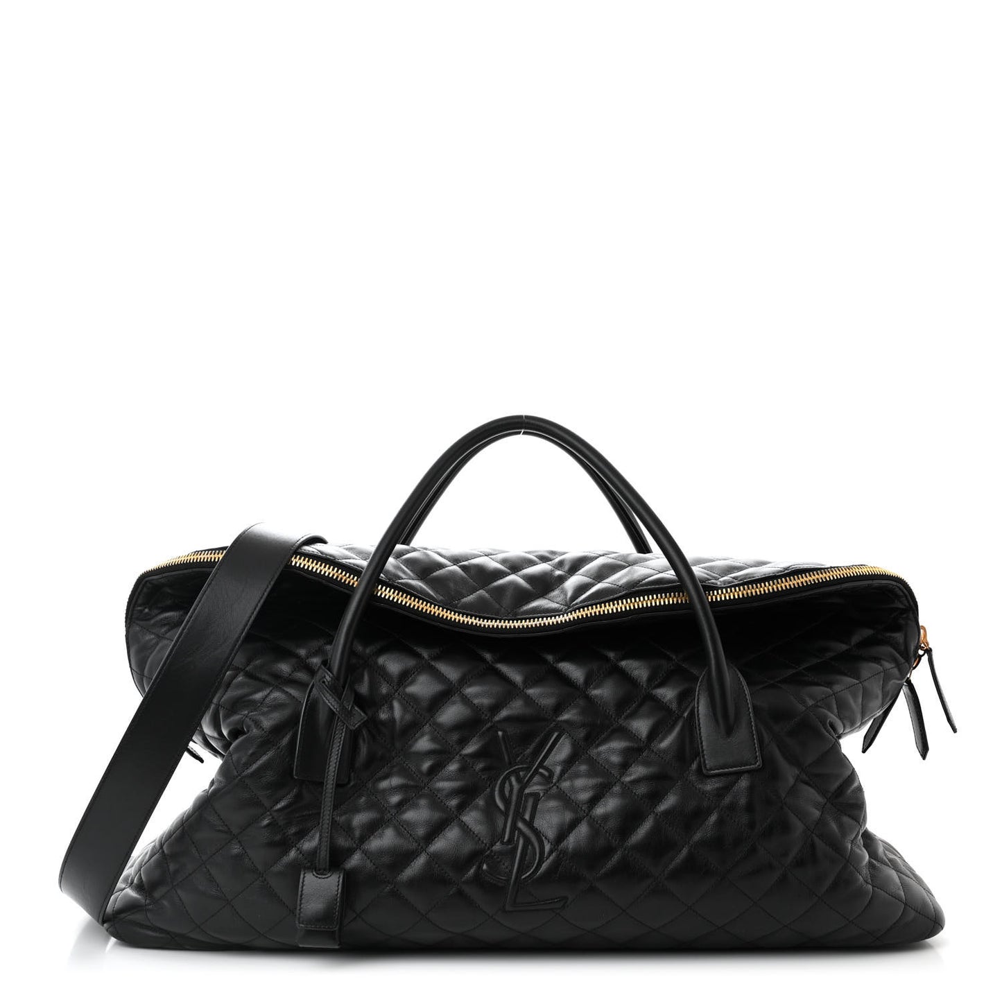 Calfskin Quilted ES Giant Travel Bag Black