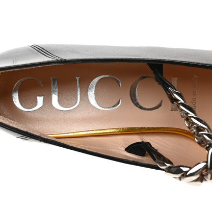 Gucci Malaga Kid Deva Horsebit Chain Embellished Pumps 36 Black 7 of 8