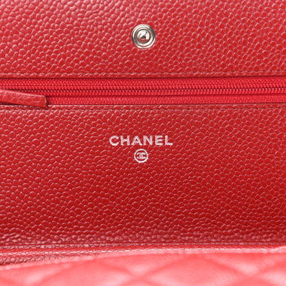 Chanel Caviar Quilted Wallet on Chain WOC Red 8 of 12