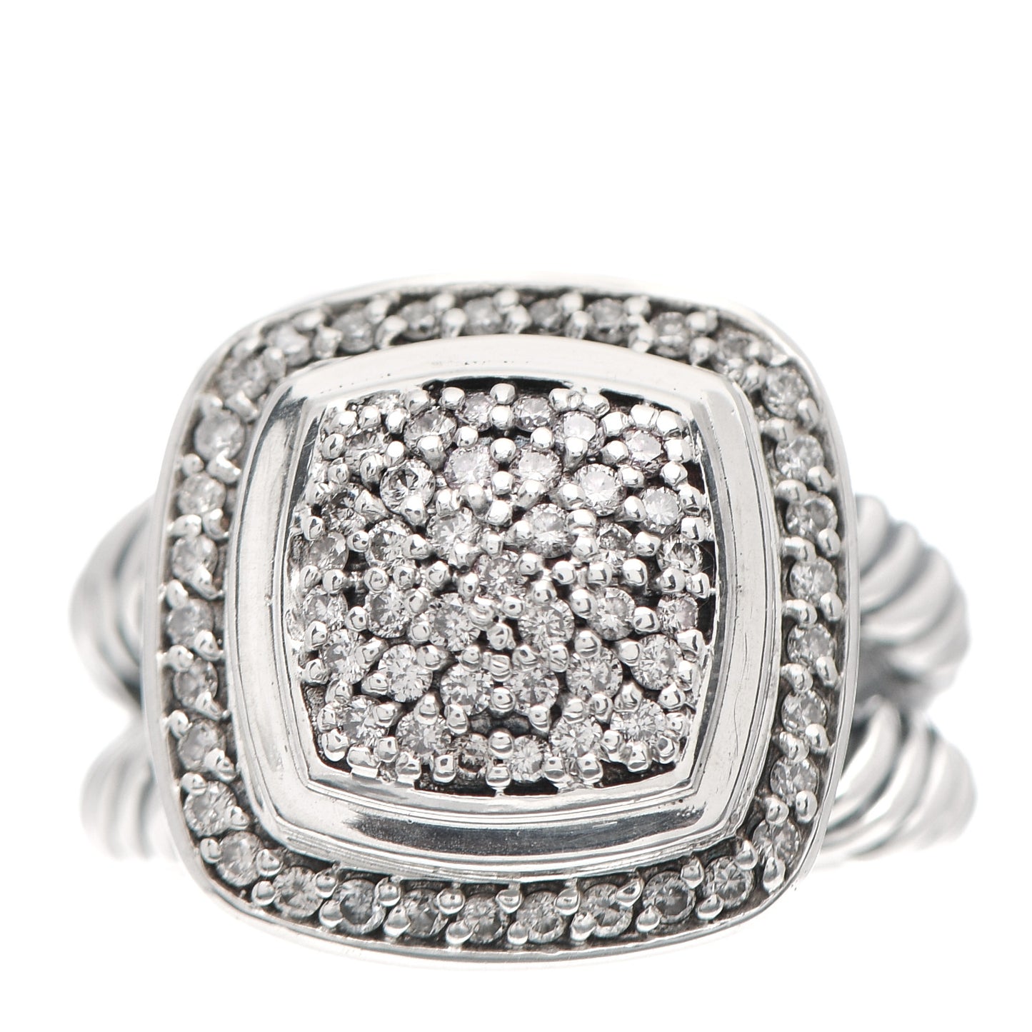 Sterling Silver Diamond 11mm Albion Pave Ring 57 8