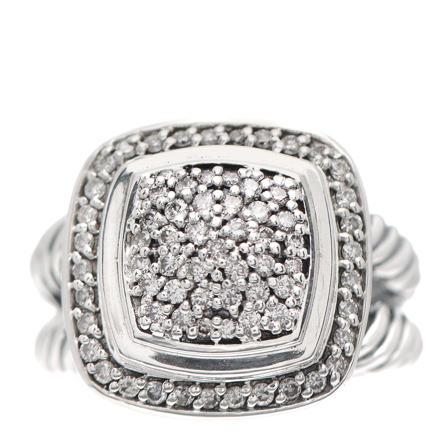 David Yurman Sterling Silver Diamond 11mm Albion Pave Ring 57 8 1 of 5