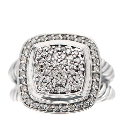 David Yurman Sterling Silver Diamond 11mm Albion Pave Ring 57 8 1 of 5