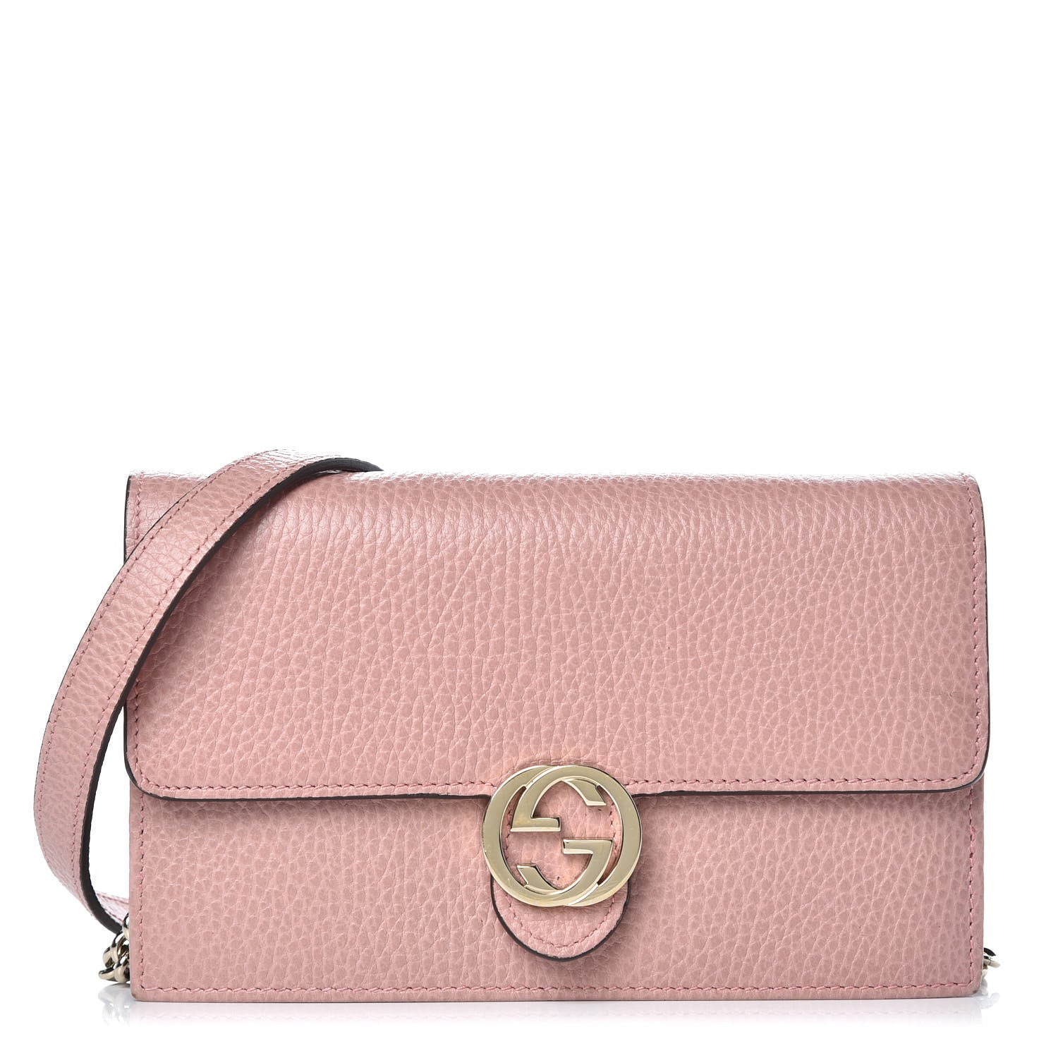 Gucci Dollar Calfskin Interlocking G Chain Wallet Soft Pink 1 of 10