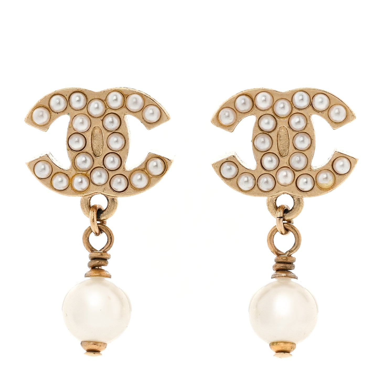 Pearl CC Drop Earring Gold