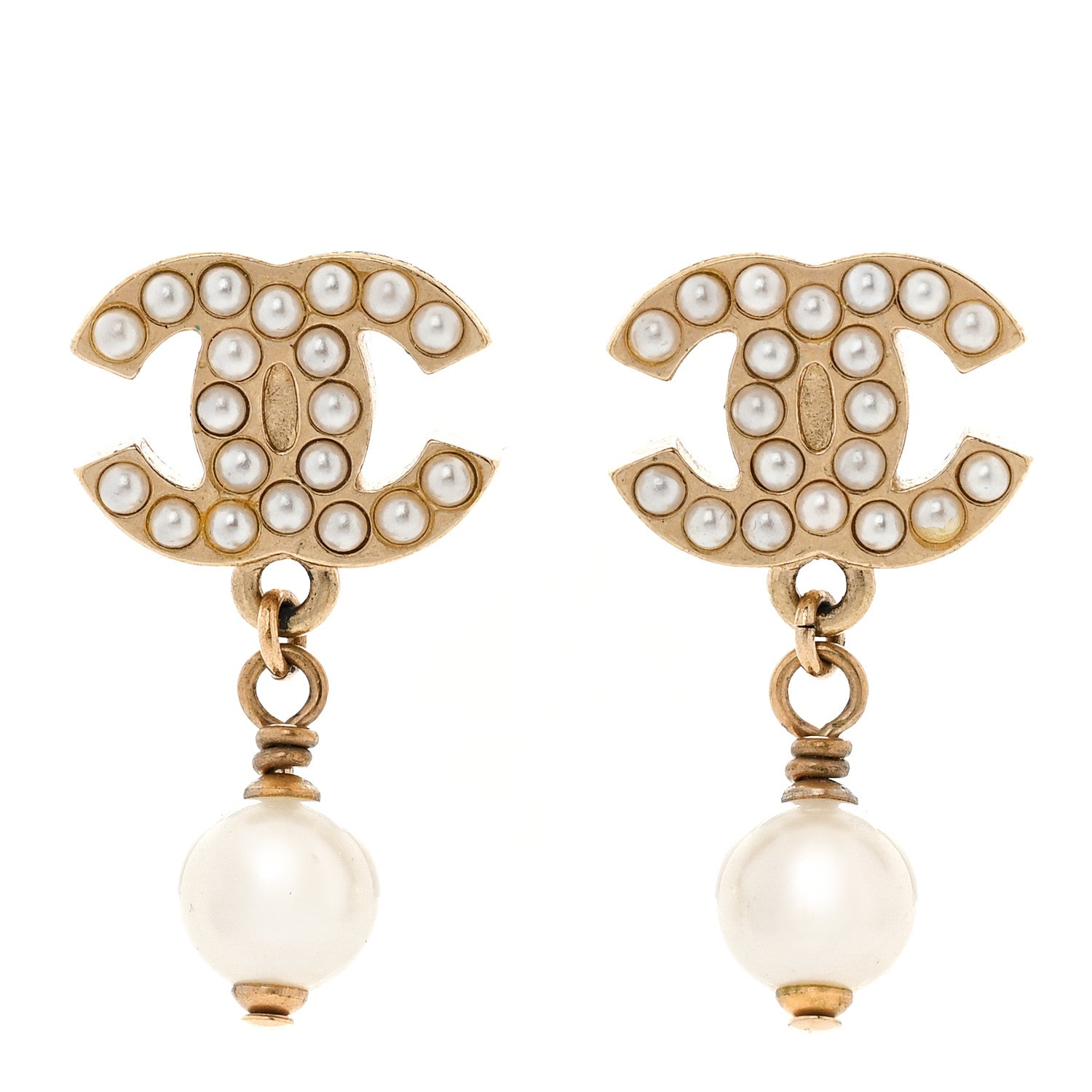Chanel Pearl CC Drop Earring Gold 1 of 7