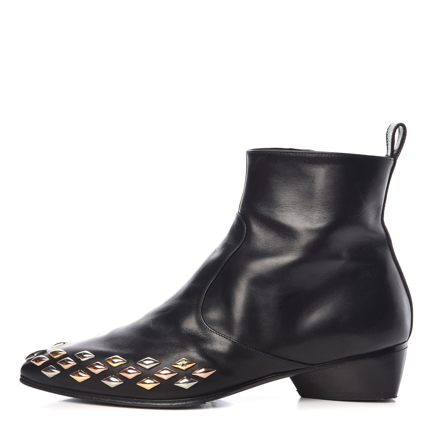 Louis Vuitton Calfskin Studded Gold Rush Flat Ankle Boots 39 Black 1 of 14
