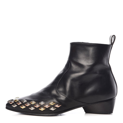 Louis Vuitton Calfskin Studded Gold Rush Flat Ankle Boots 39 Black 1 of 14