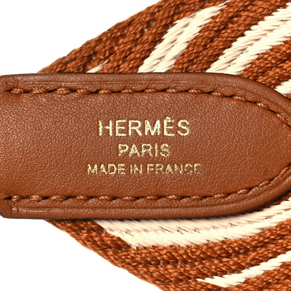 Hermes Toile Swift 50mm Sangle ZigZag Shoulder Strap Gold White 4 of 5