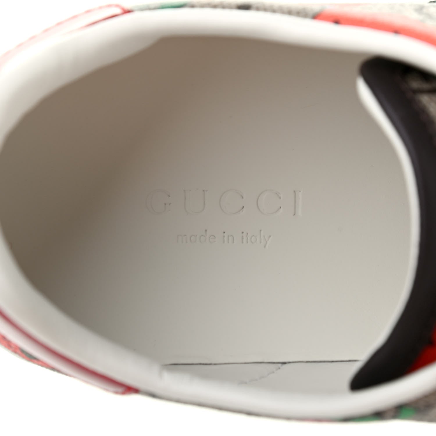 Gucci GG Supreme Monogram Strawberry Web Womens Ace Sneakers 35 Beige Multicolor Red Green 6 of 8