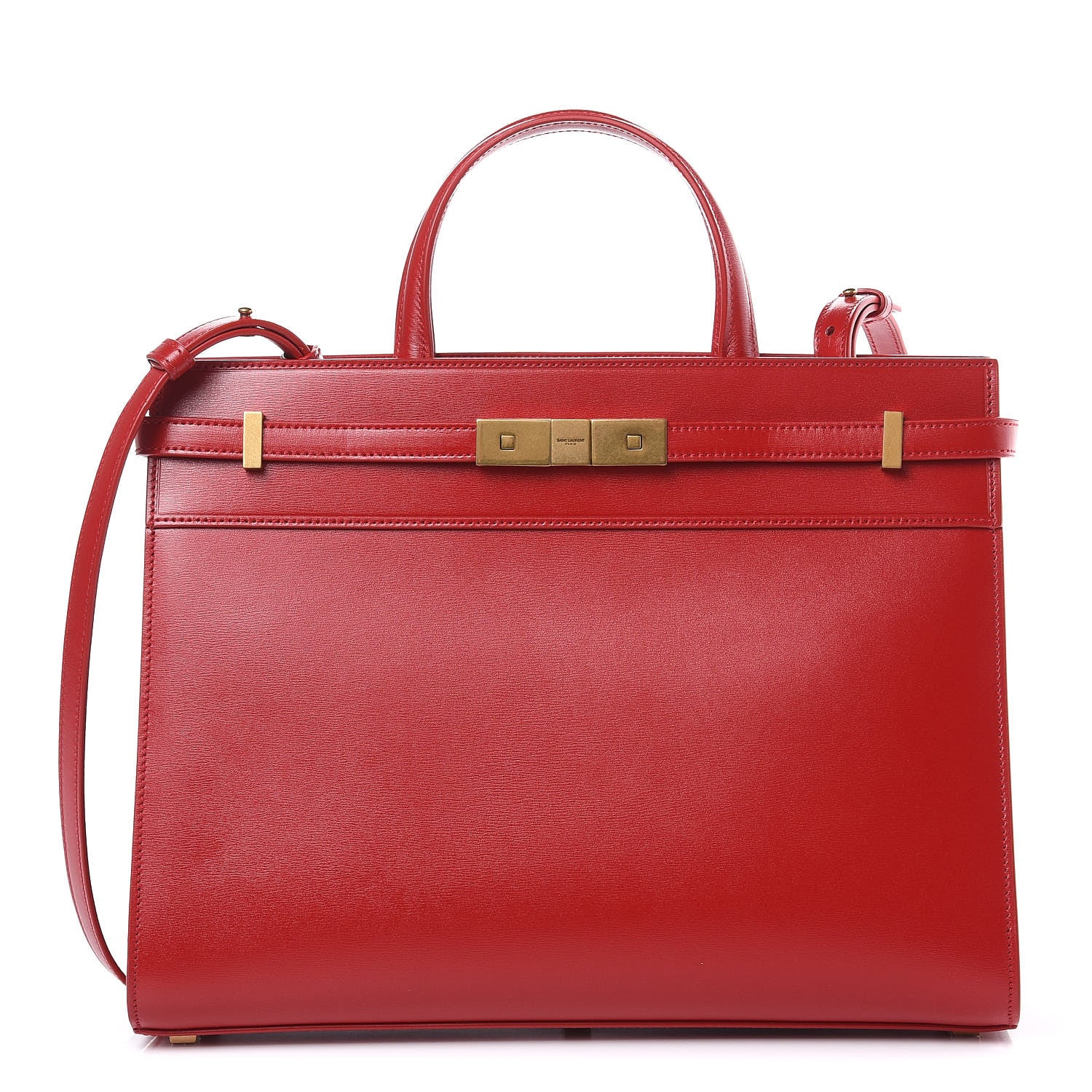 Saint Laurent Calfskin Small Manhattan Shopper Tote Red 1 of 9