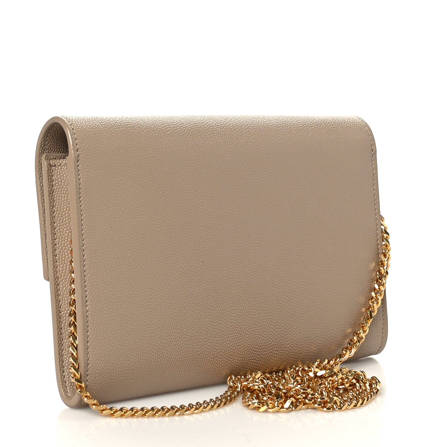 Saint Laurent Grain De Poudre Monogram Uptown Chain Wallet Dark Beige 4 of 9