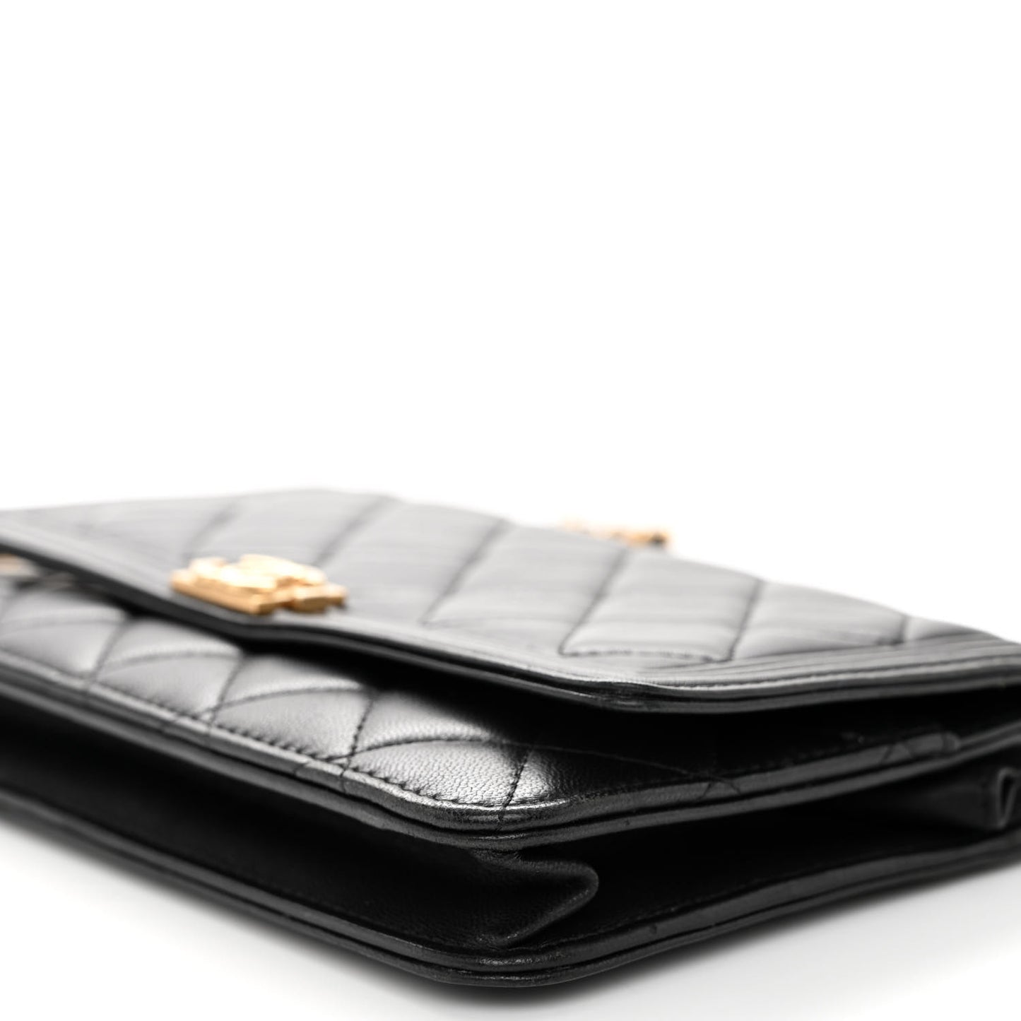 Lambskin Quilted Boy Wallet On Chain WOC Black