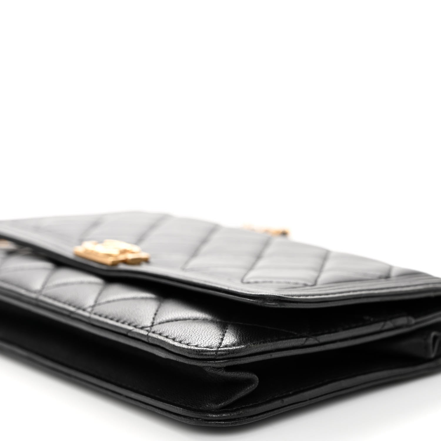 Chanel Lambskin Quilted Boy Wallet On Chain WOC Black 10 of 10