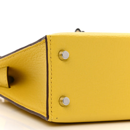 Hermes Chevre Mysore Verso Mini Kelly Sellier 20 Jaune De Naples Nata 9 of 11