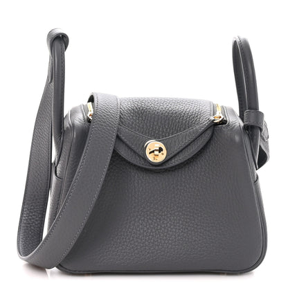 Hermes Taurillon Clemence Mini Lindy 20 Gris Misty 1 of 10