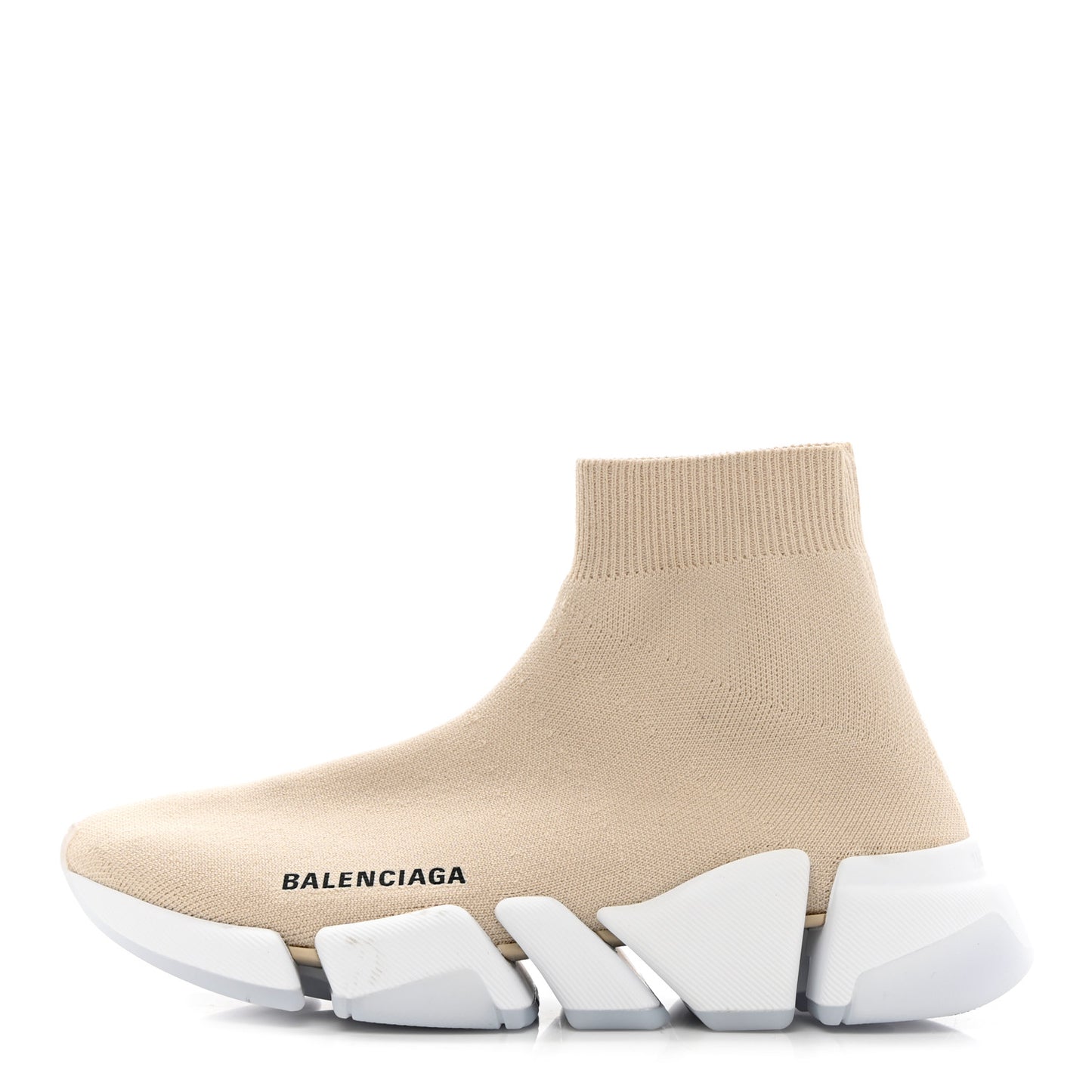 Technical 3D Recycled Knit Bi-Color Womens Speed 2.0 Transparent Sole Sneakers 36 Light Beige White