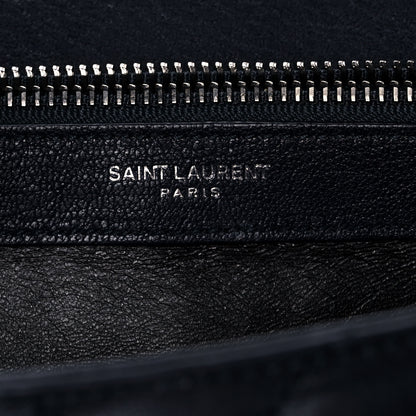 Saint Laurent Sheepskin Matelasse Chevron Monogram Large College Satchel Navy Blue 6 of 16
