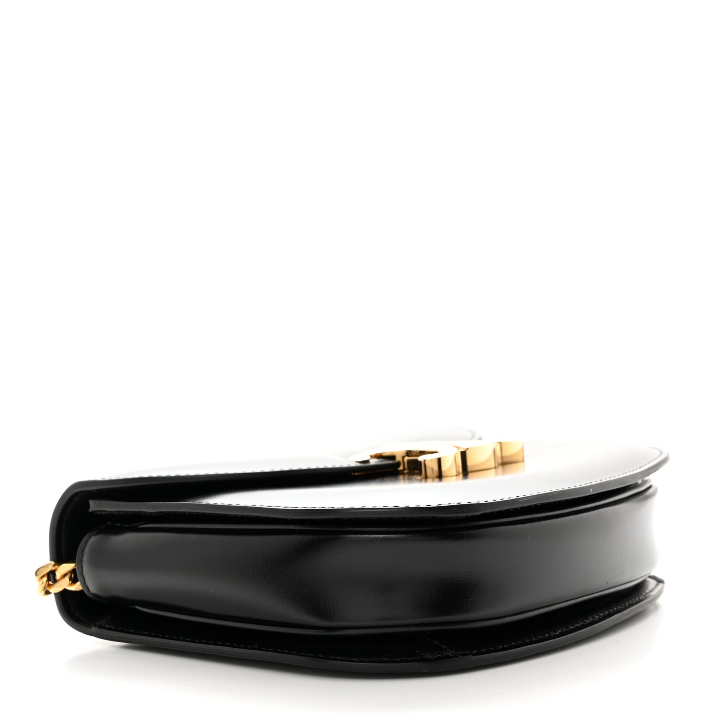 Shiny Calfskin Besace Clea Chain Triomphe Black