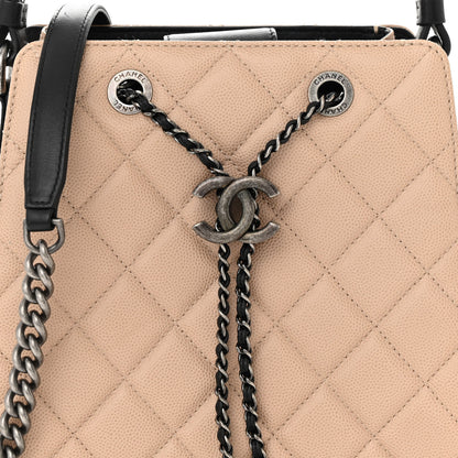 Chanel Caviar Quilted Small CC Bucket Bag Beige 8 of 10