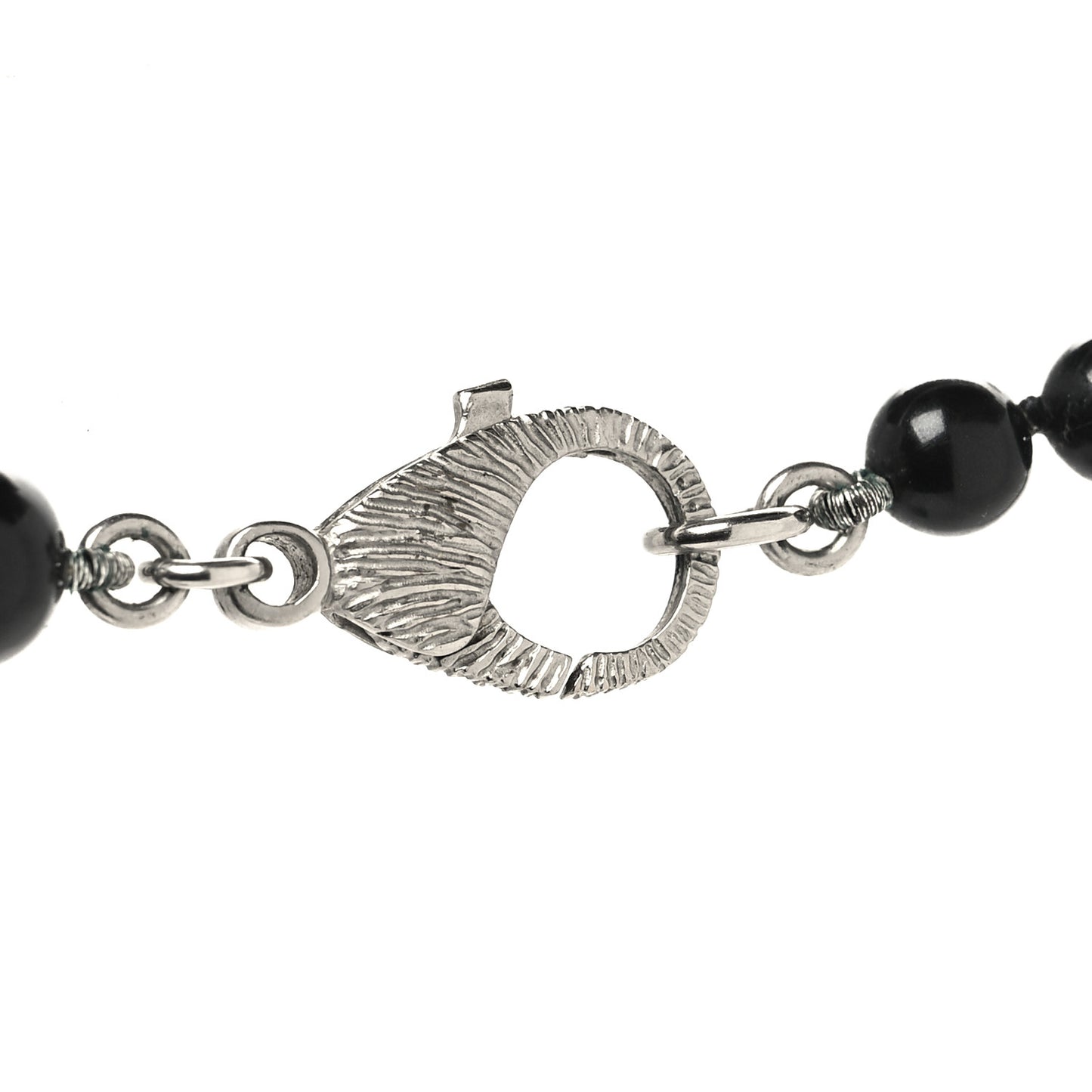 Ruthenium Crystal Baguette Pearl Beaded CC Long Necklace Black