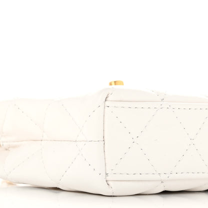 Chanel Shiny Aged Calfskin Quilted Mini Nano Kelly Shopper White 9 of 11